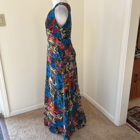 SURKANA Size L blue multi cotton maxi dress - Picture 3 of 8